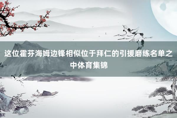 这位霍芬海姆边锋相似位于拜仁的引援磨练名单之中体育集锦