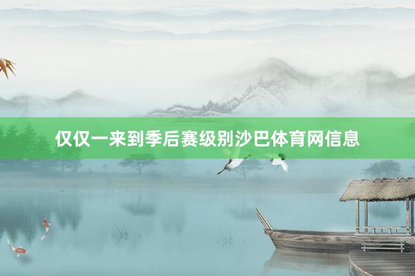仅仅一来到季后赛级别沙巴体育网信息