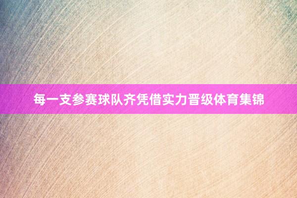 每一支参赛球队齐凭借实力晋级体育集锦